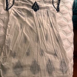 White Dress with Blue Embroidery